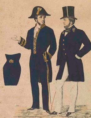 Imagem de uniformes de delegados na época da Corte no Brasil