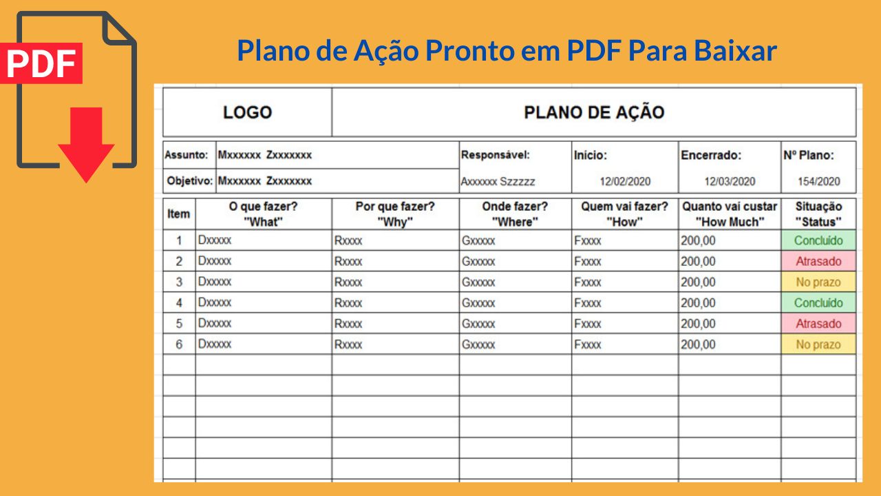 Plano de Ação Pronto em PDF Grátis para baixar