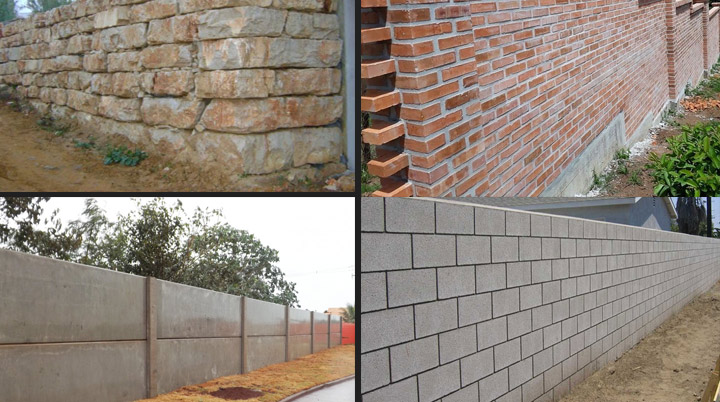 Muros de Acordo com o Material de Construção